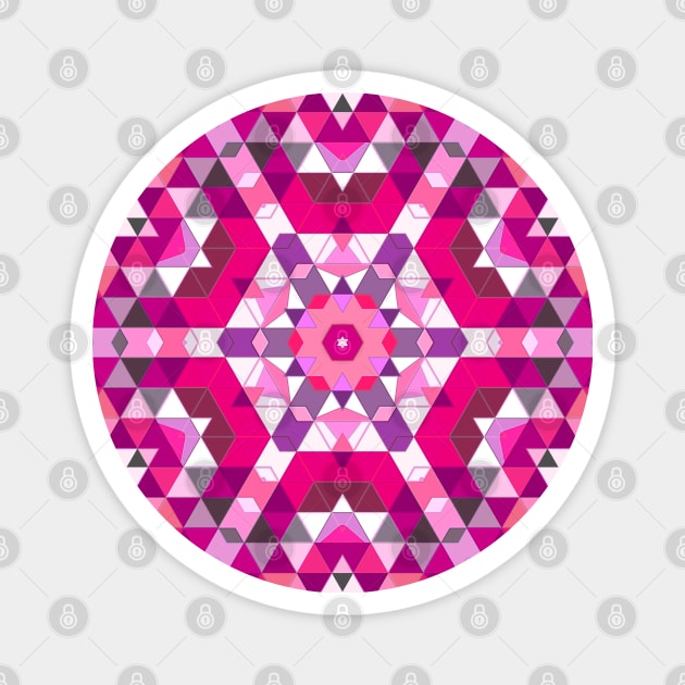 Pink, Purple and White Geometric Flower Mandala Magnet by KaSaPo